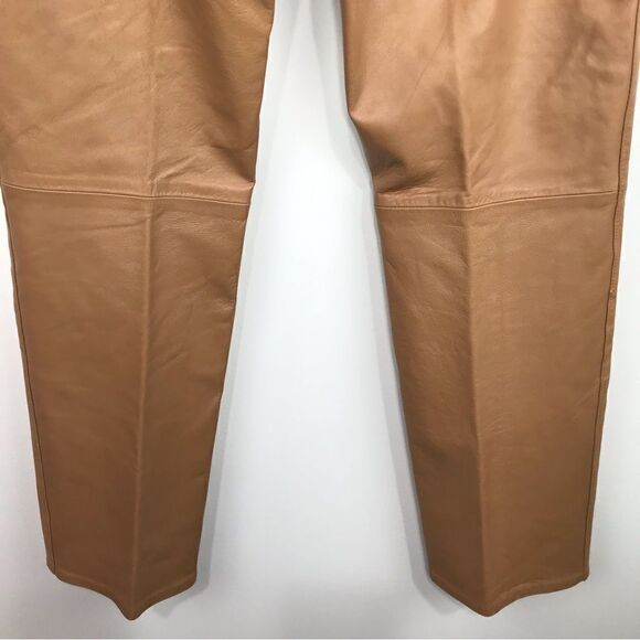 Rem Garson 100% Leather Retro Camel Brown Pants - Picture 12 of 16